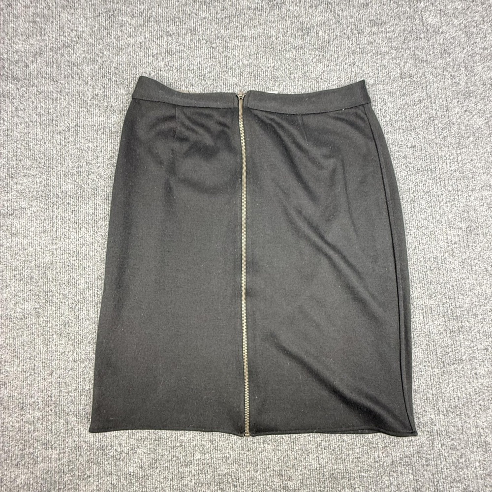The Look Randolph Duke Skirt Womens 12 Gray Animal Print Pencil Zip Front Knit